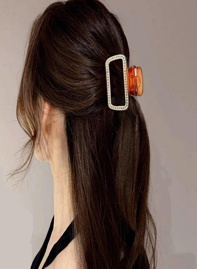 SINIDE Crystal Hair Claw Clips, Square Rhinestone Plastic Claw Clips Nonslip Acrylic Jaw Clip for Thick Long Hair, Fashion Clamps Accessories for Women Strong Hold Barrette for Styling (2 Pack) - Image 5